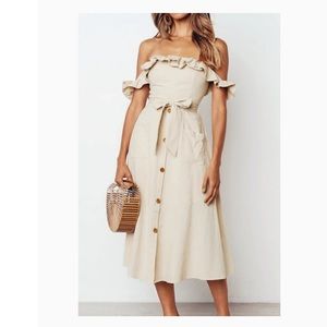 Cupshe off the shoulder smocked dress